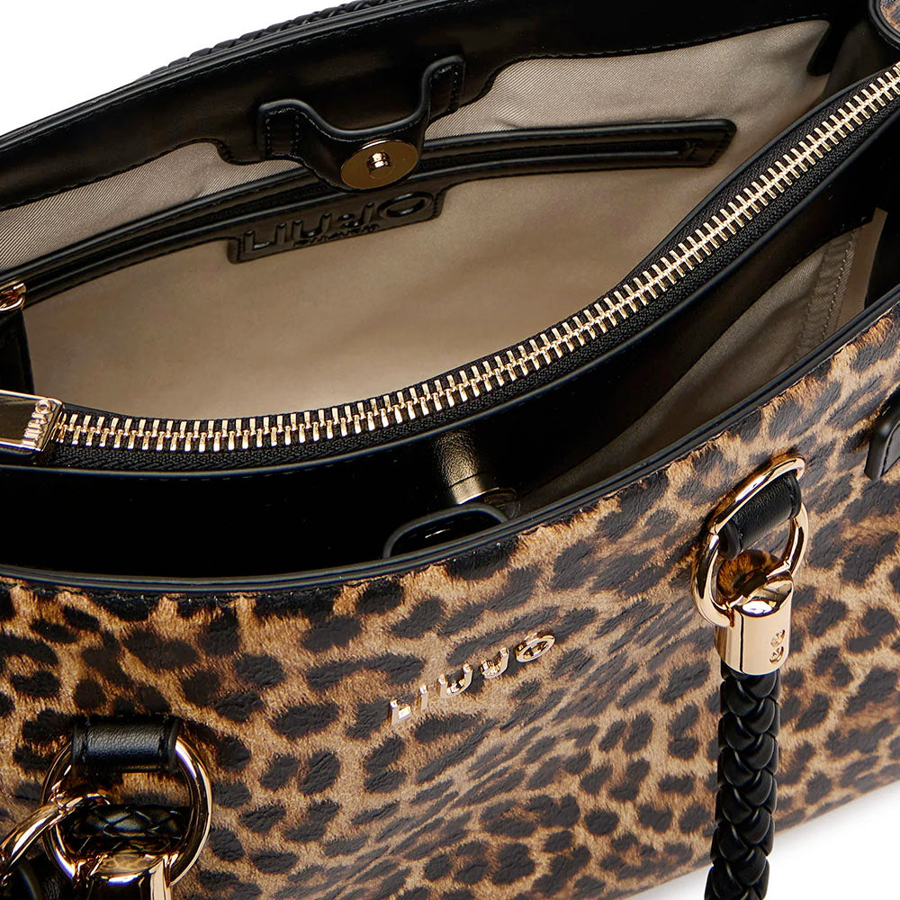 Mittelgroße Damen-Henkeltasche LIU JO mit Animal-Print mit Anhänger