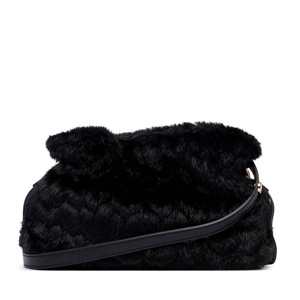 Borsa Donna a Spalla Small LIU JO linea Riccy in Faux Fur Nero