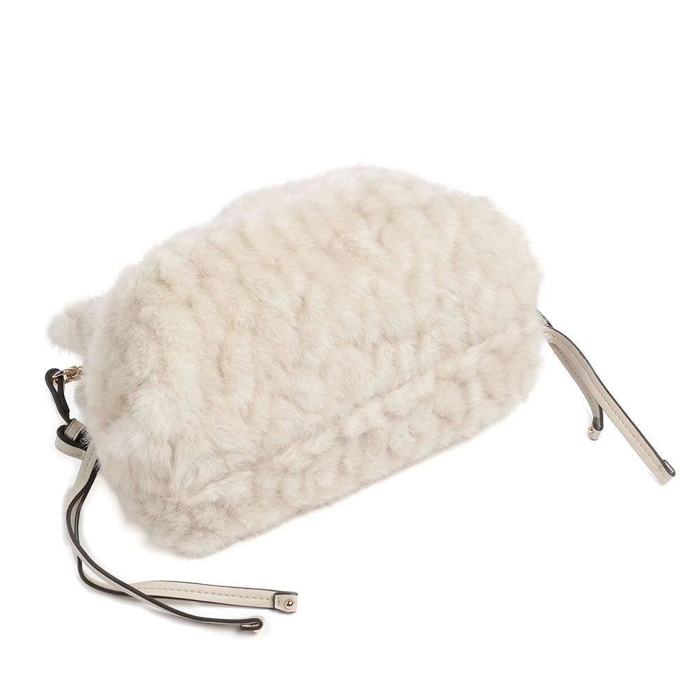 Borsa Donna a Spalla Small LIU JO linea Riccy in Faux Fur color Crema