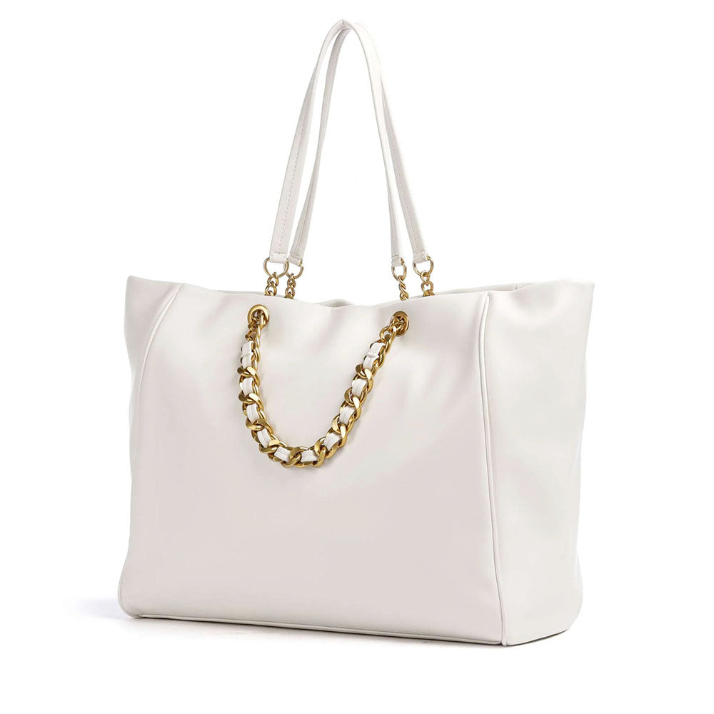 Women's Large Cream Tote Bag LIU JO with Decorative Chain