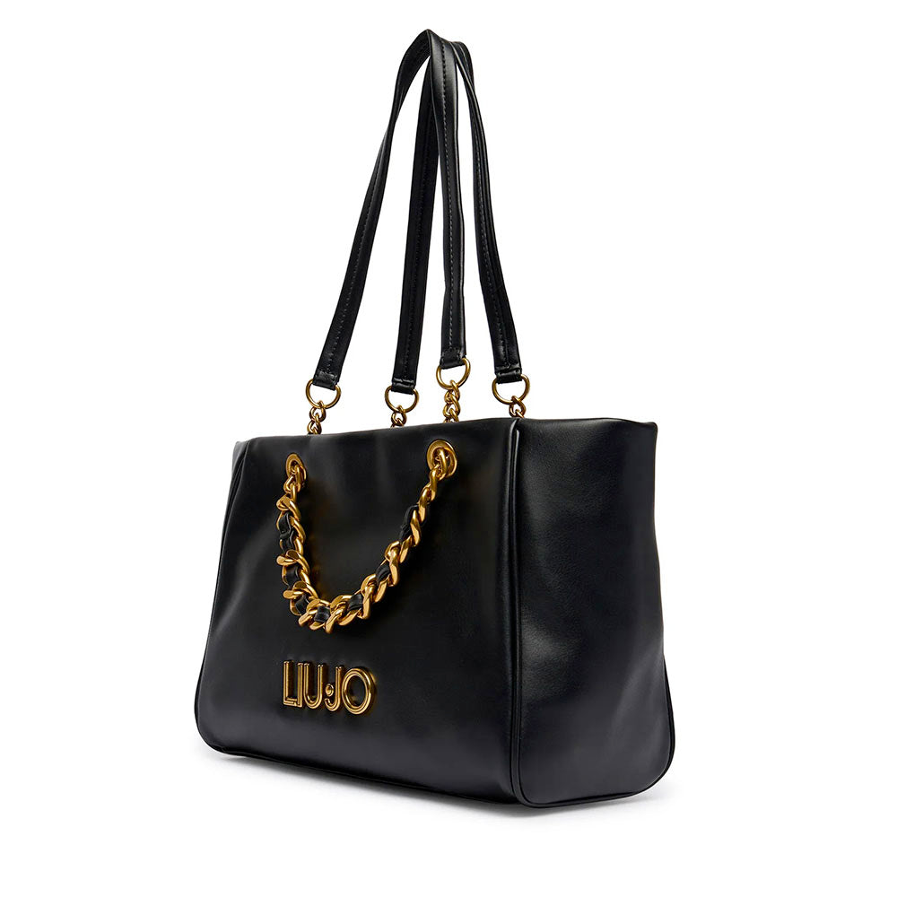 Shopping Bag Media Donna LIU JO Nera con Catena Decorativa