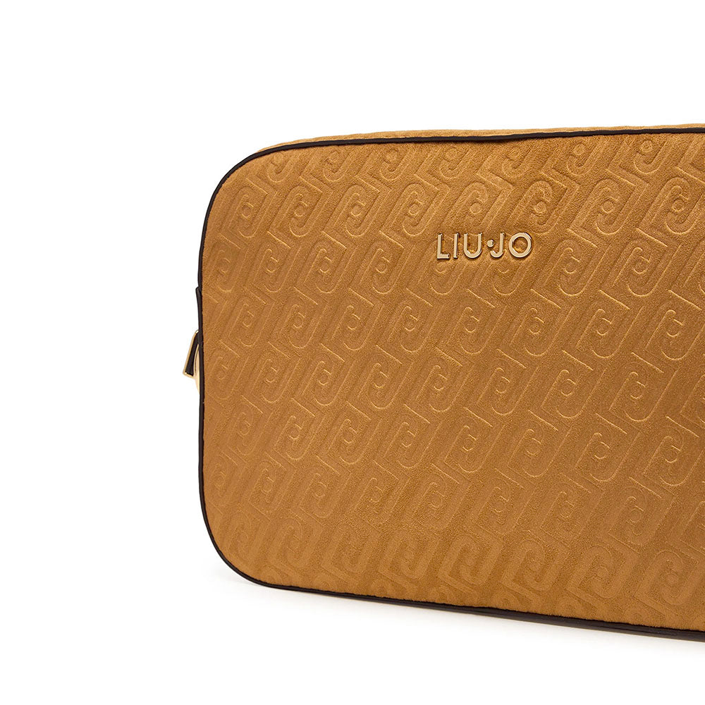 Borsa Donna a Tracolla Media LIU JO Marrone con Logo Monogram All Over
