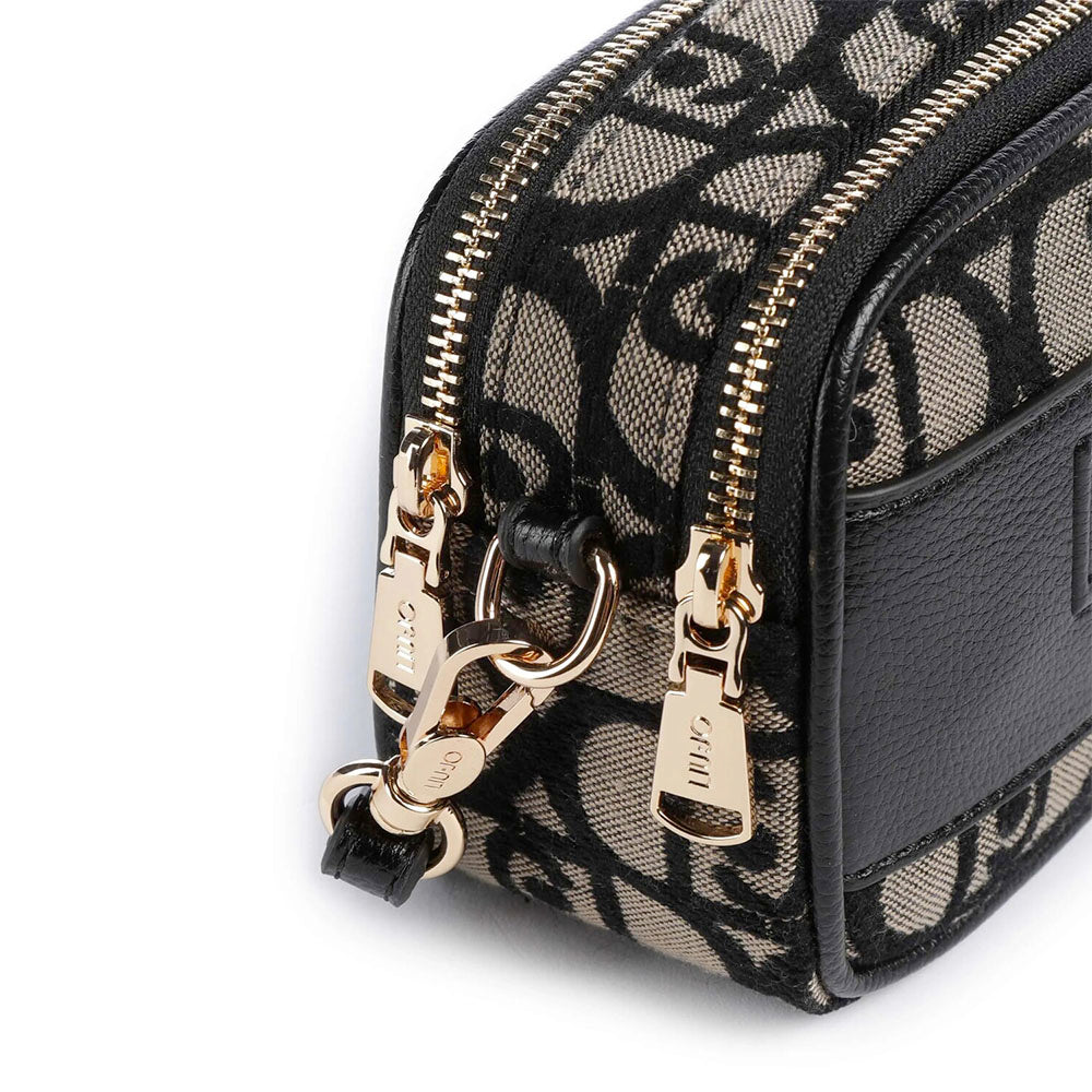 Borsa Donna a Tracolla LIU JO in Tessuto Jacquard con Logo All Over Nero