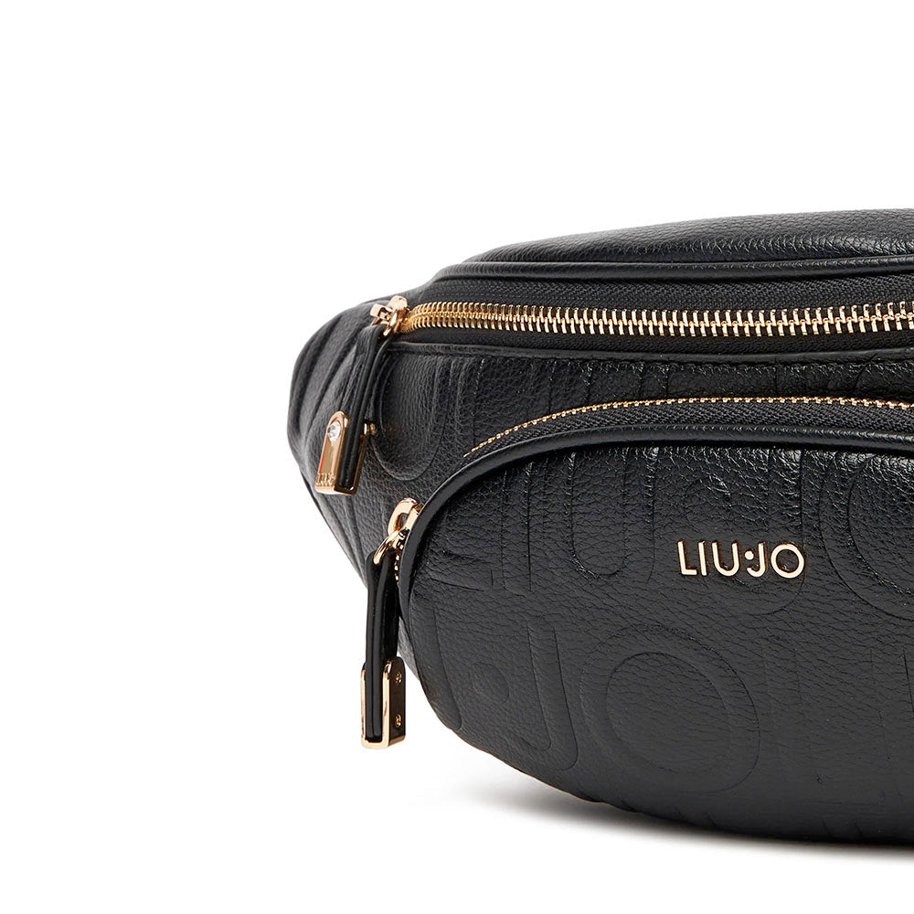 Marsupio Donna LIU JO Better Effetto Bottalato con Logo in Rilievo Nero