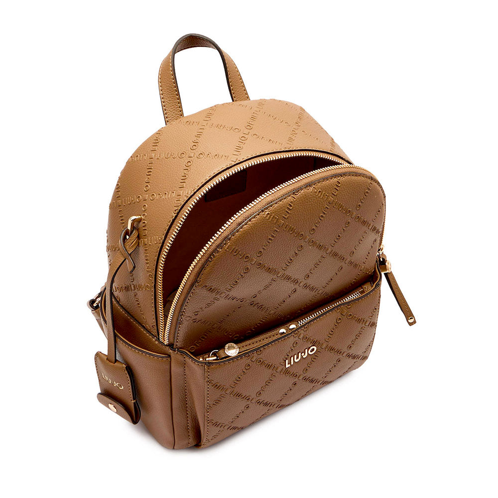 Zaino Donna LIU JO Better Marrone con Logo in Rilievo All Over