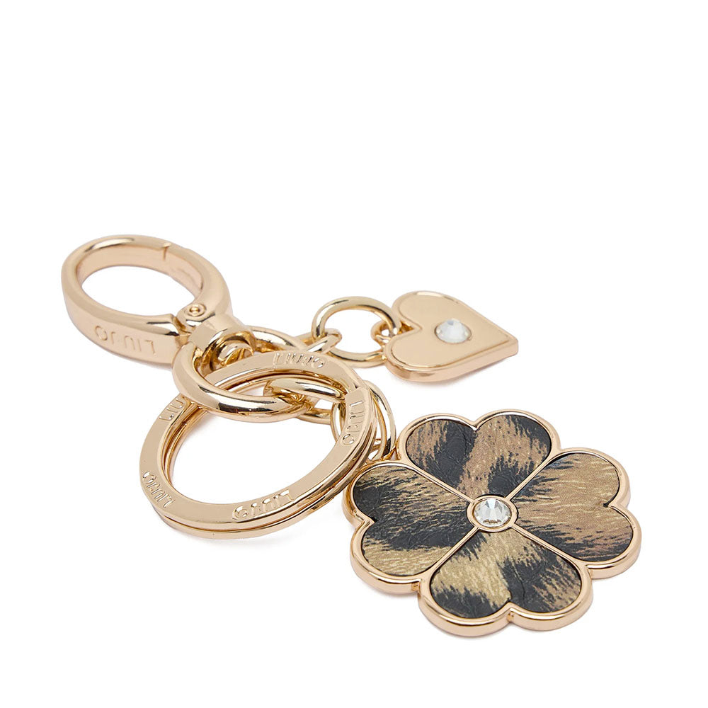 Portachiavi Donna LIU JO con Quadrifoglio in Metallo con inserti stampa Animalier