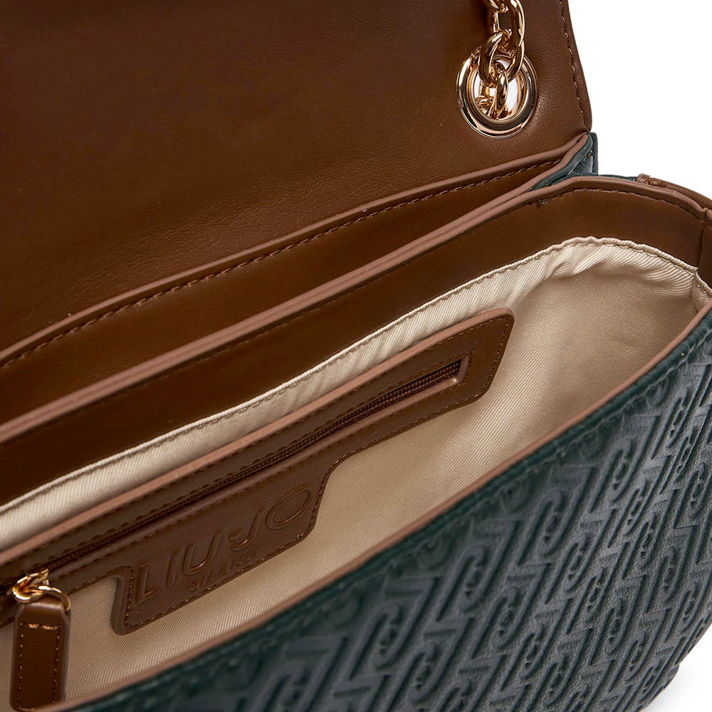 Borsa Donna a Tracolla LIU JO Verde Foresta con Logo Embossed All Over