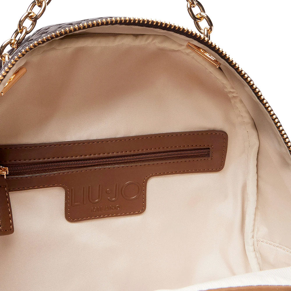 Zaino Donna LIU JO in Ecopelle Marrone Scuro con Logo Embossed All Over