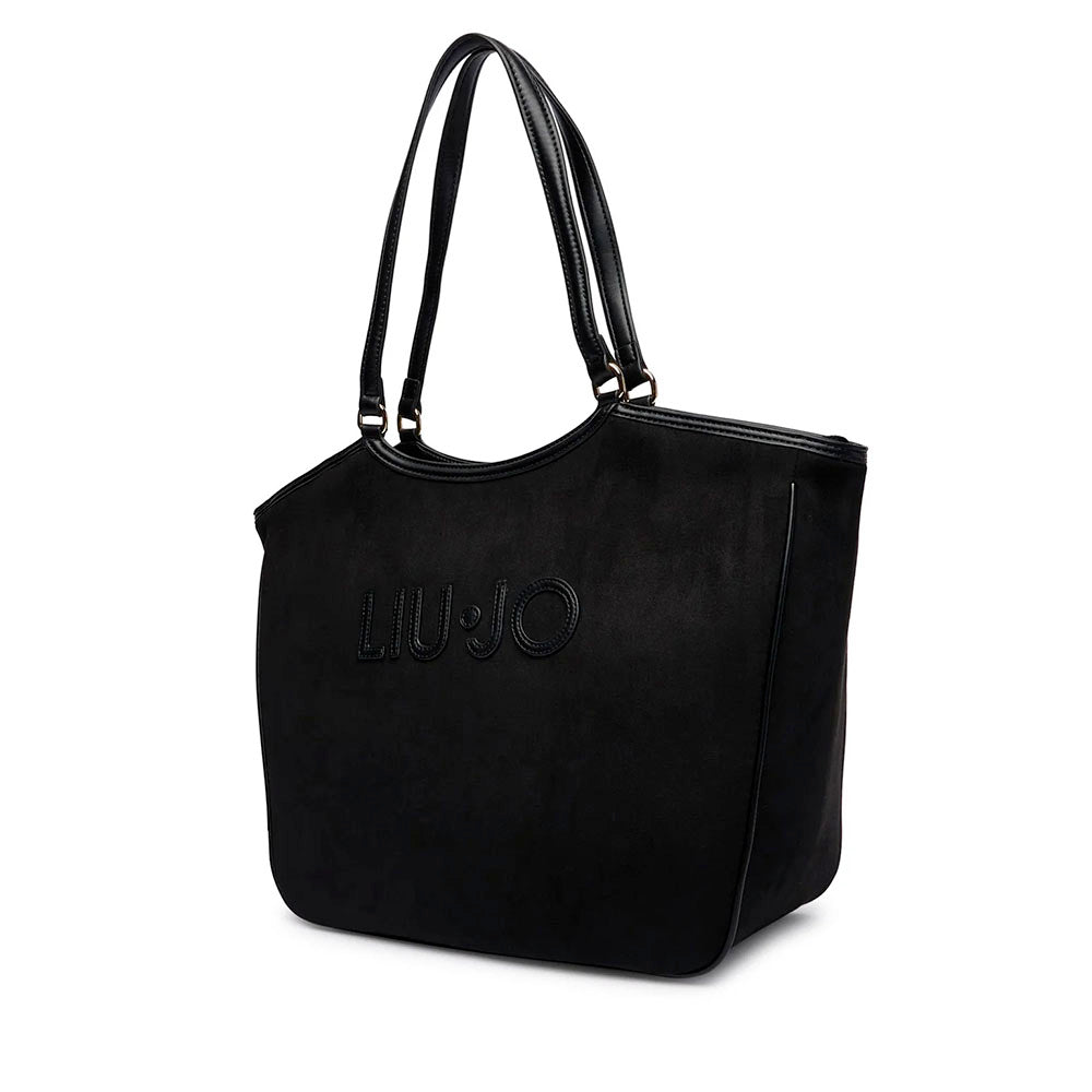 Maxi Tote Bag Donna LIU JO in Microfibra effetto Camoscio Nero