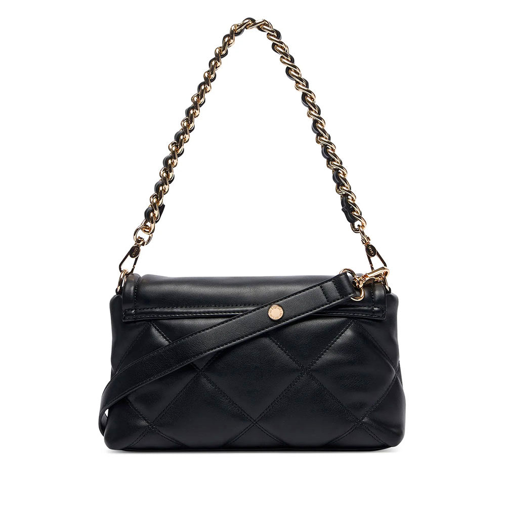Borsa Donna a Spalla LIU JO linea La Puffy Media in Eco Nappa Nera con Inserti Trapuntati