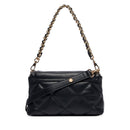 Borsa Donna a Spalla LIU JO linea La Puffy Media in Eco Nappa Nera con Inserti Trapuntati