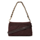 Borsa Donna a Spalla LIU JO linea La Puffy Media in Microfibra effetto Camoscio con inserti Trapuntati Marrone Scuro