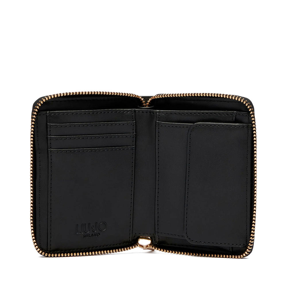 Portafoglio Donna Zip Around Small LIU JO Testa di Moro con Logo All Over