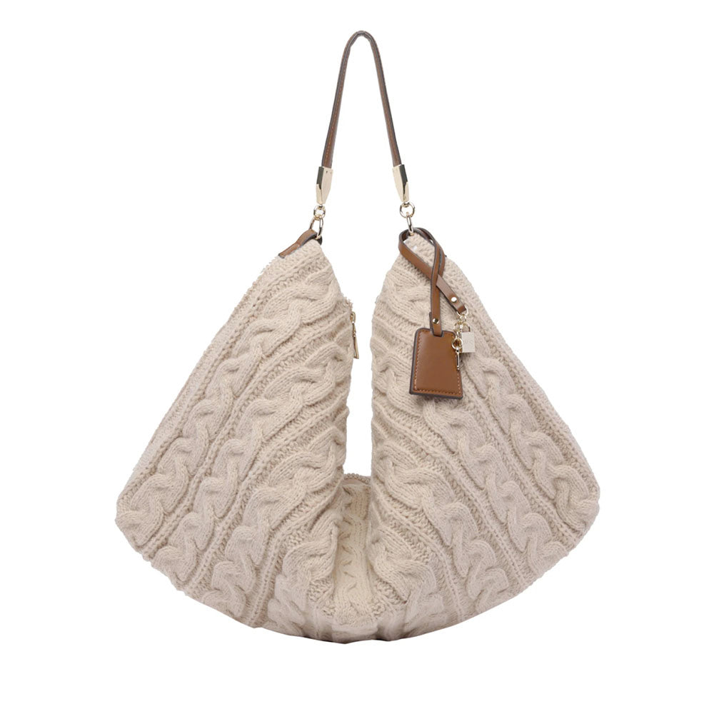 Maxi Borsa Donna a Spalla LIU JO in Maglia Trapuntata color Crema
