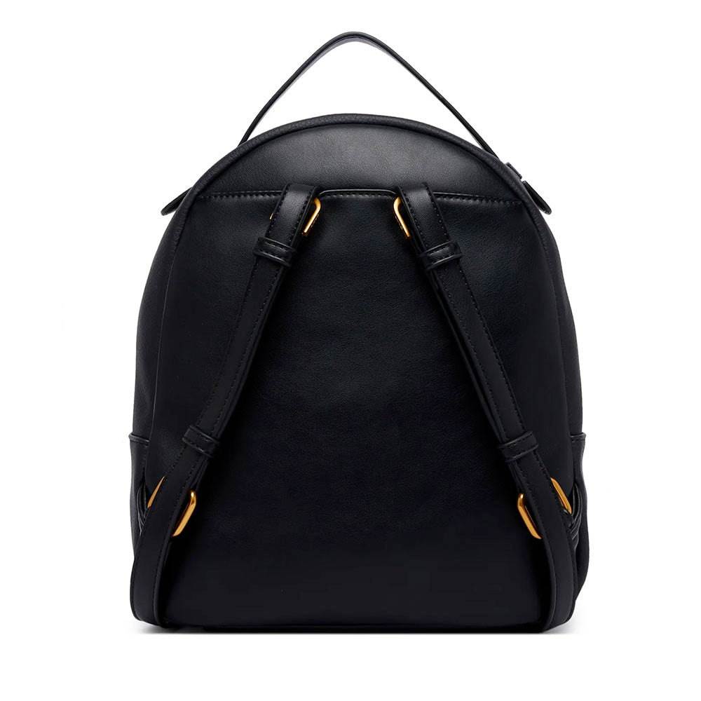 LIU JO Damenrucksack aus schwarzem Kunstleder mit geprägtem Logo