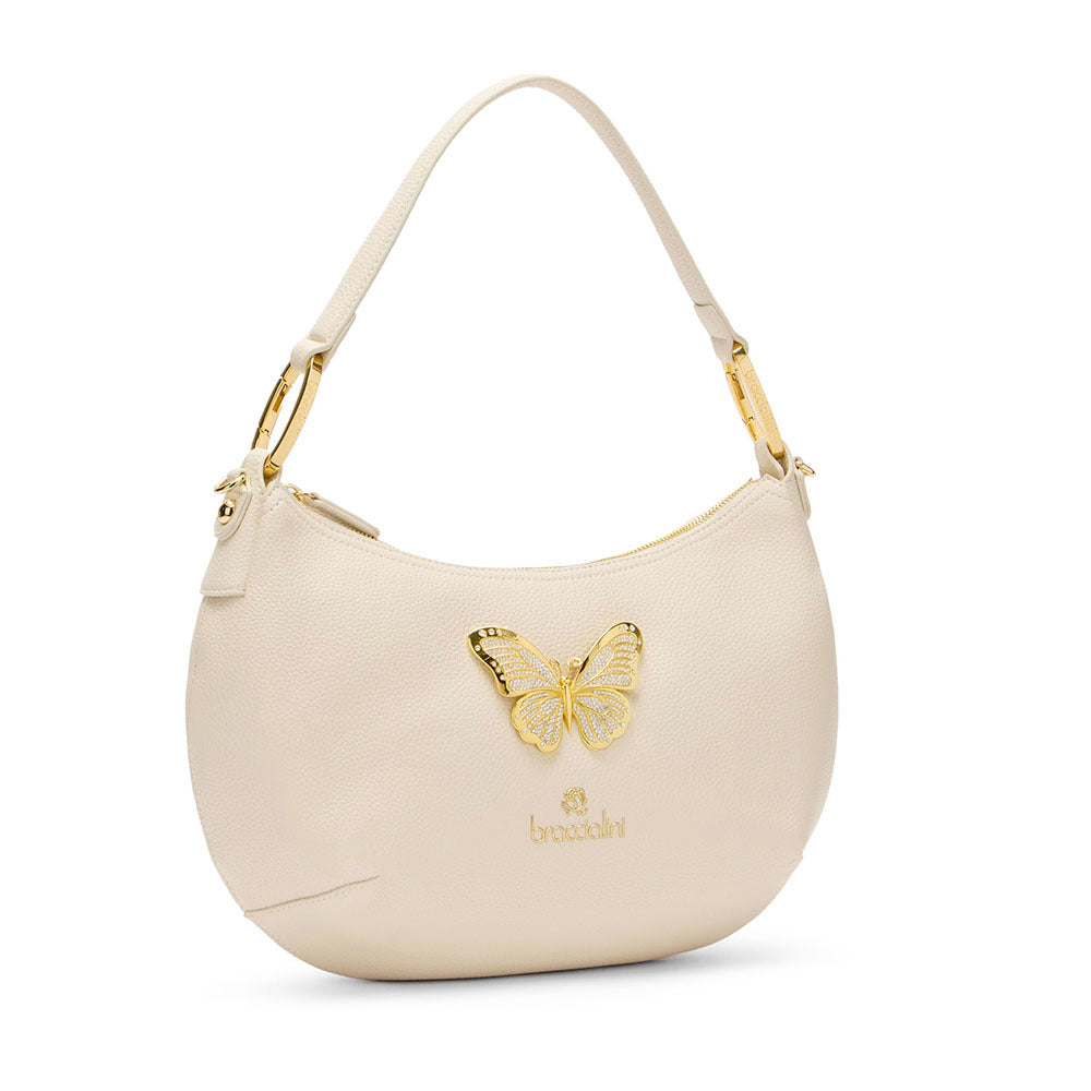 Borsa Donna Mezzaluna a Spalla Media BRACCIALINI linea Beth Jewels Beige