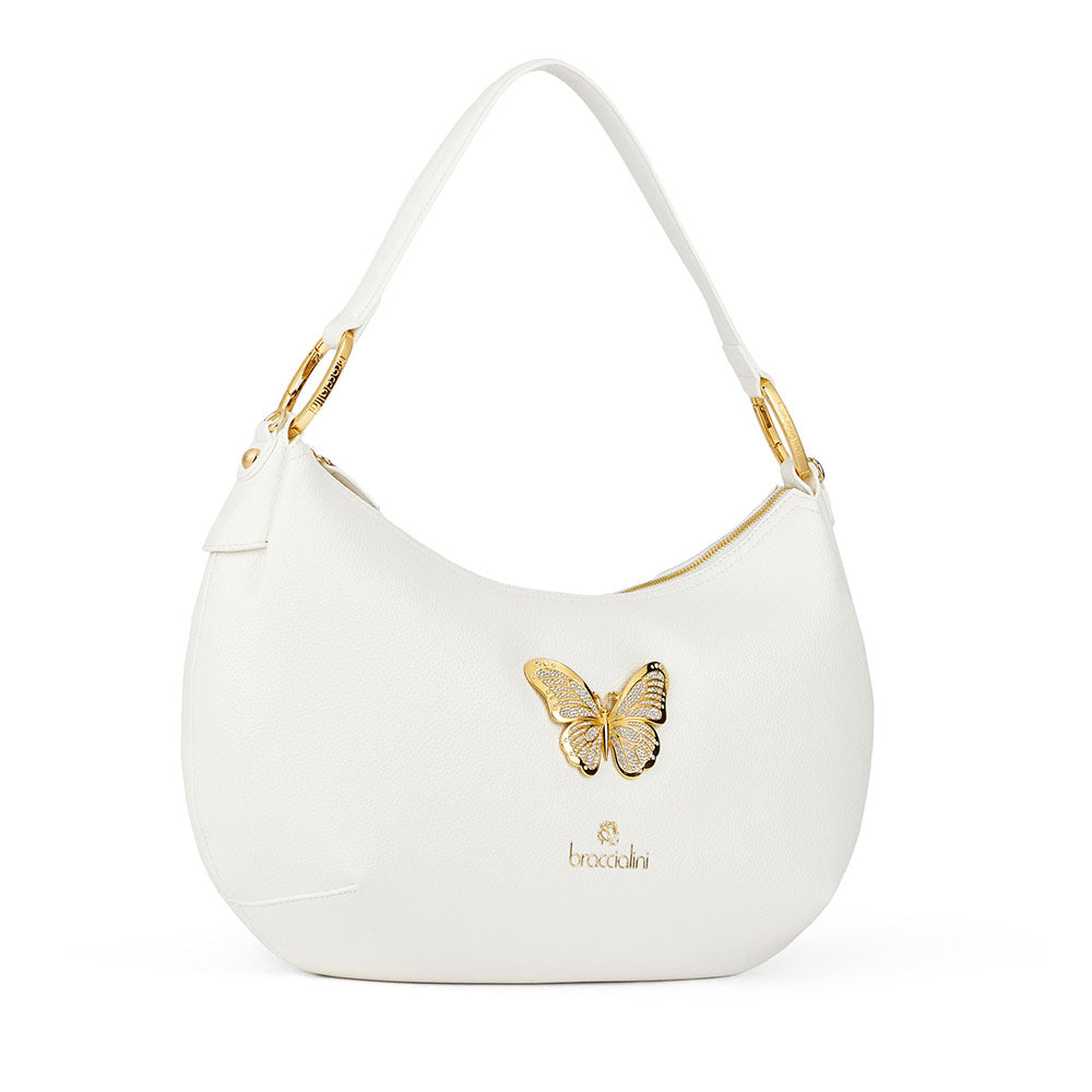 Borsa Donna Mezzaluna a Spalla BRACCIALINI linea Beth Jewels Bianco