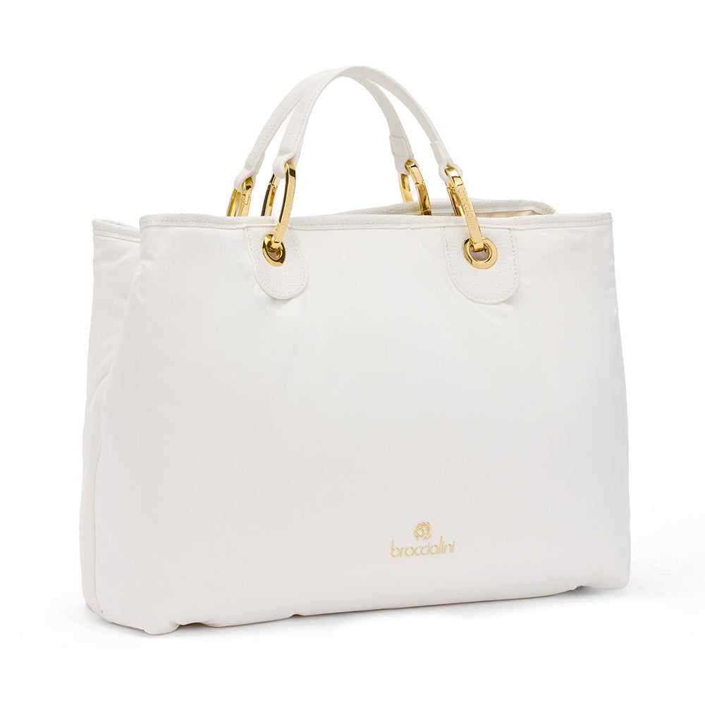 Borsa Donna a Mano Large BRACCIALINI linea Beth Puffy in Nylon Bianco