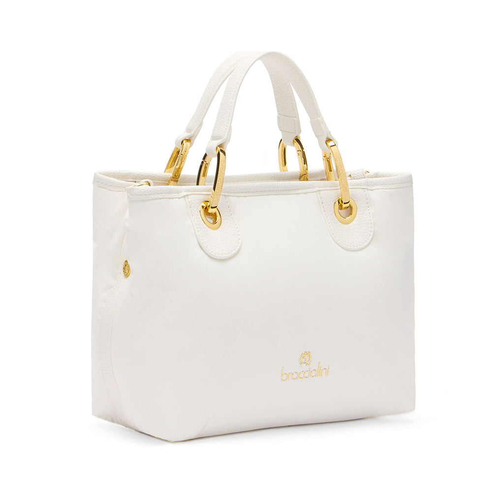 Borsa Donna a Mano Media BRACCIALINI linea Beth Puffy in Nylon Bianco