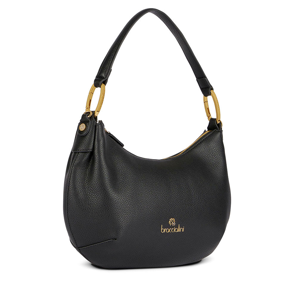 Borsa Donna Mezzaluna a Spalla Media BRACCIALINI linea Beth Nera