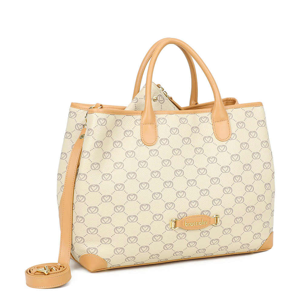 Borsa Donna a Mano Large BRACCIALINI linea Monogram in Pelle Beige