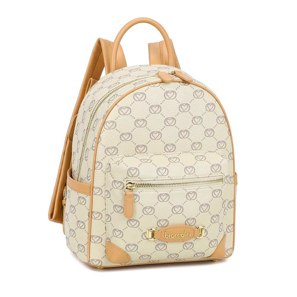 Zaino Donna BRACCIALINI linea Monogram in Pelle Beige