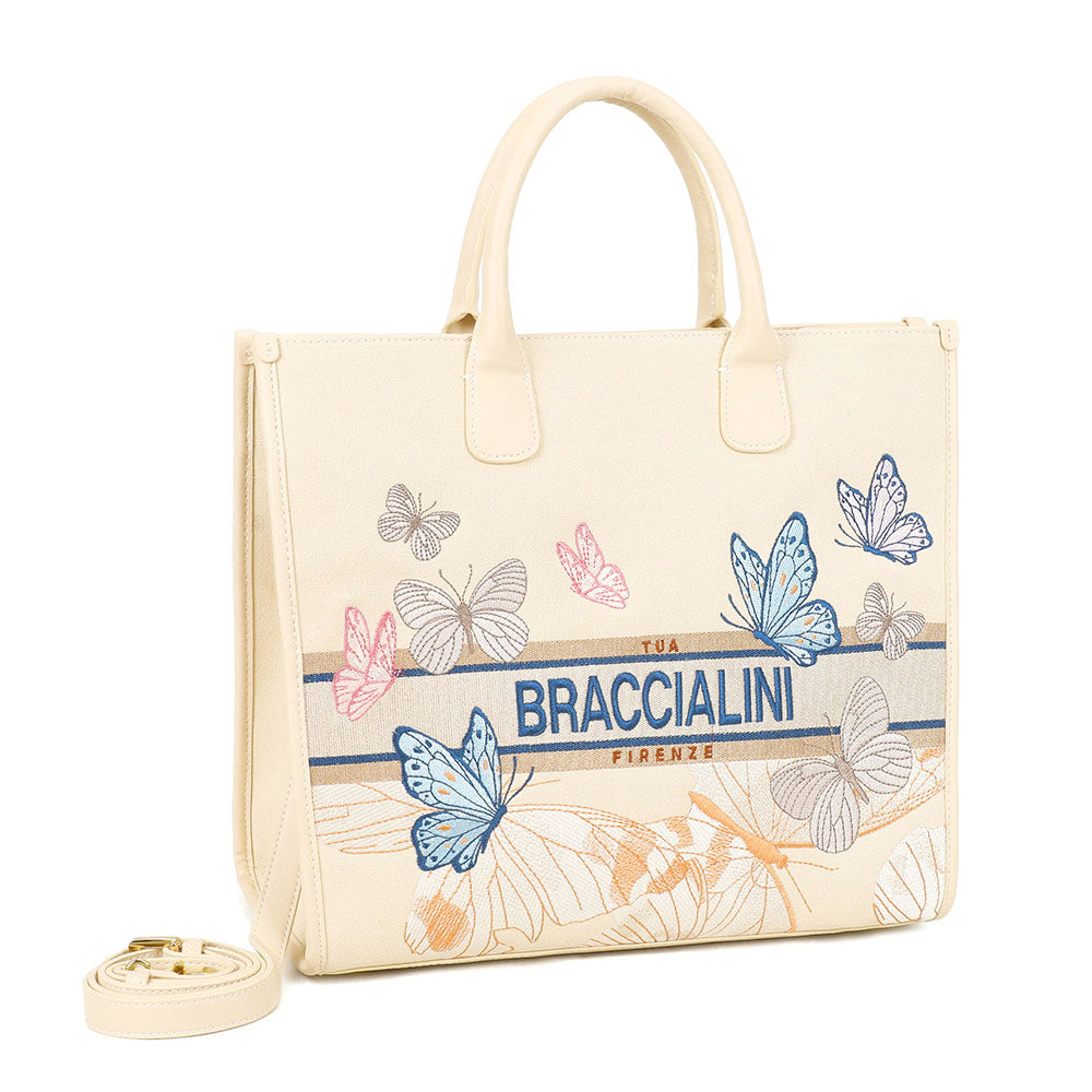 Borsa Donna a Mano Large BRACCIALINI linea Jacquard Beige