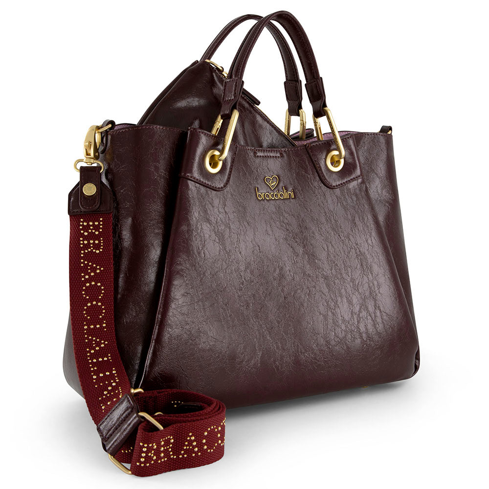 Borsa Donna a Mano Large BRACCIALINI linea Amy color Vinaccia