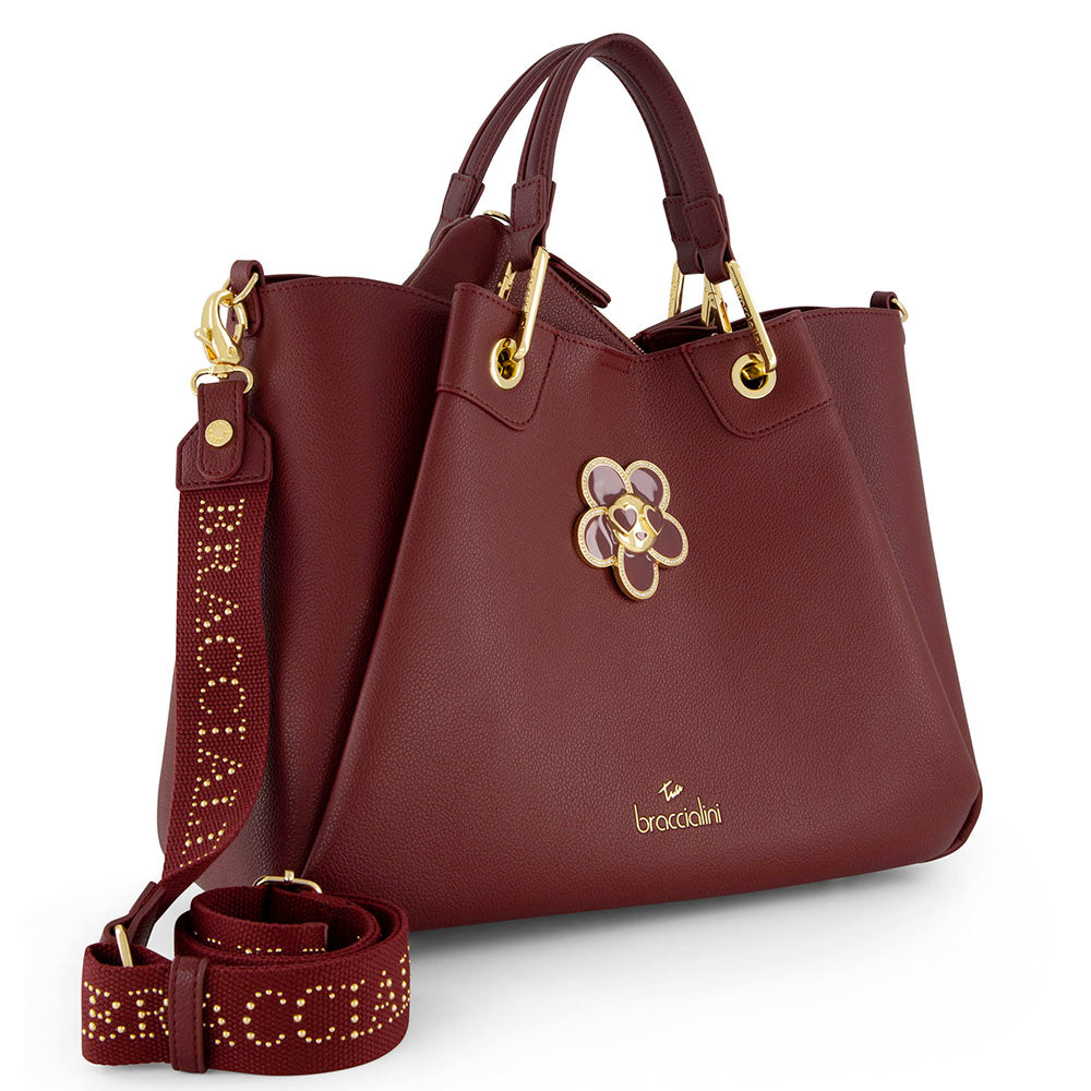 Borsa Donna a Mano Large BRACCIALINI linea Amy Bijoux color Vinaccia