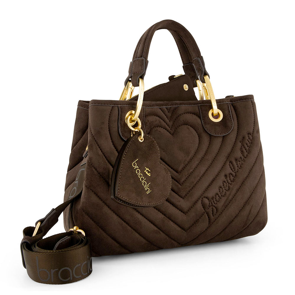 Borsa Donna a Mano Media BRACCIALINI linea Beth Matelassè Marrone Cioccolato