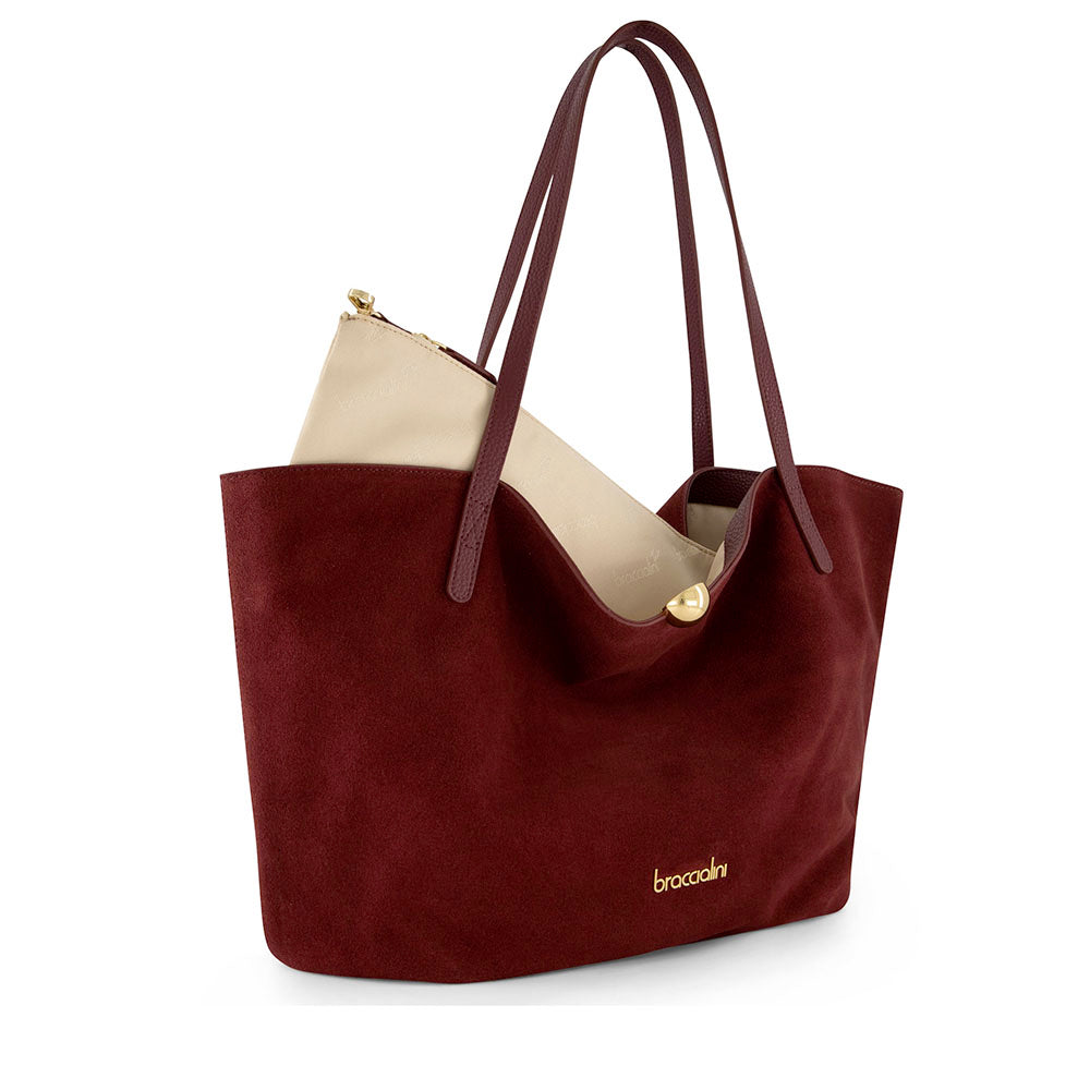 Shopping Bag Donna BRACCIALINI linea Ariel Suede in Camoscio color Vinaccia
