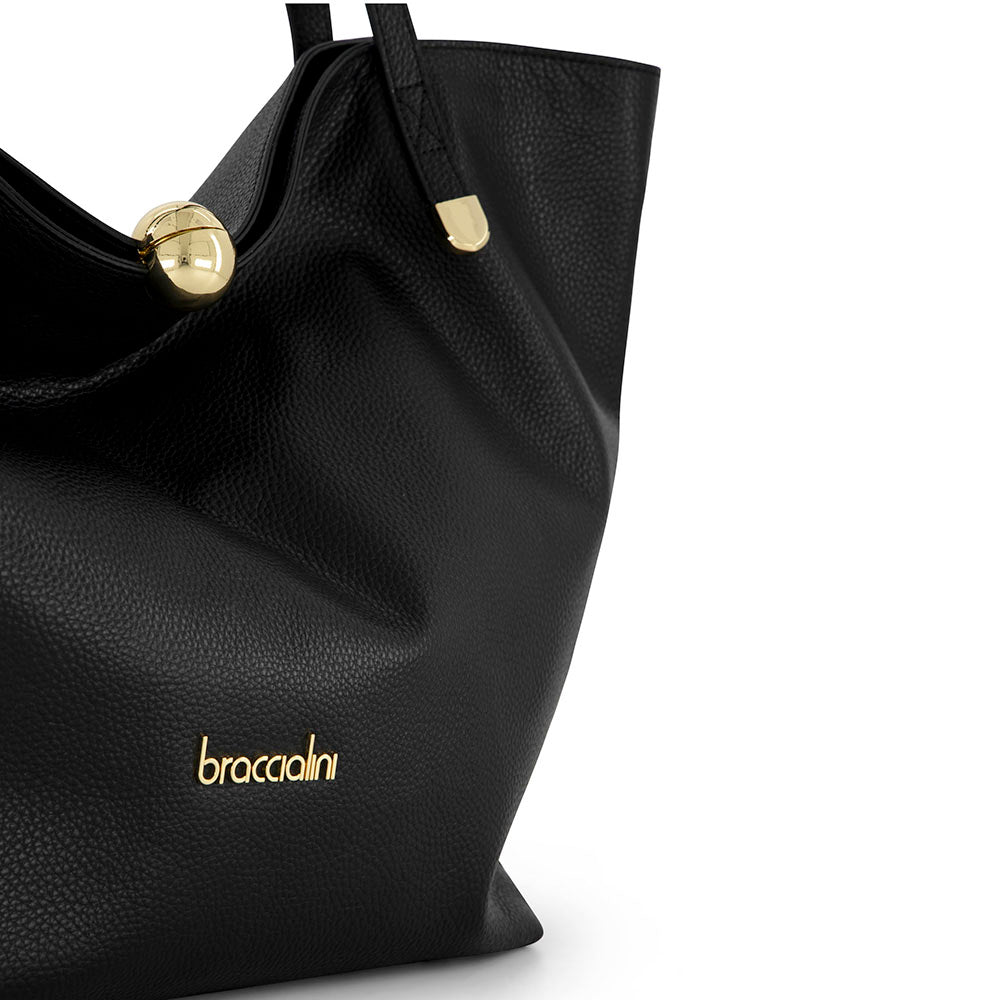 Shopping Bag Donna BRACCIALINI linea Ariel in Pelle Nera