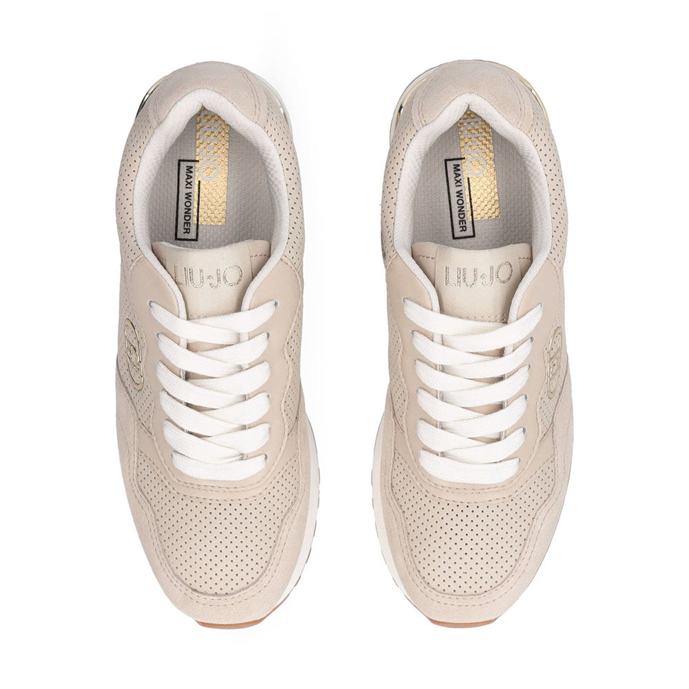 Sneakers Running LIU JO Maxi Wonder Low 02 Bis in Suede Traforato Beige