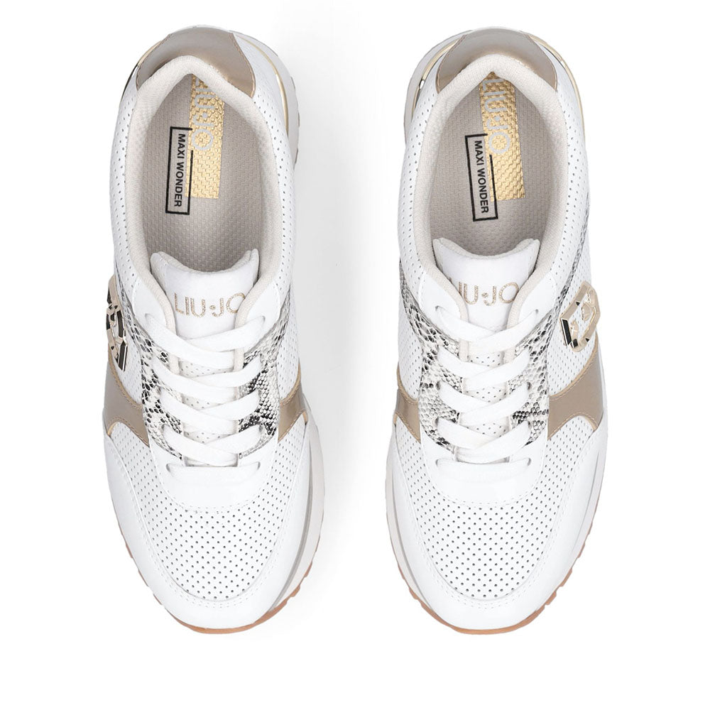 Sneakers Super Platform Donna LIU JO Maxi Wonder Plus 02 Bis in Pelle Traforata Bianca