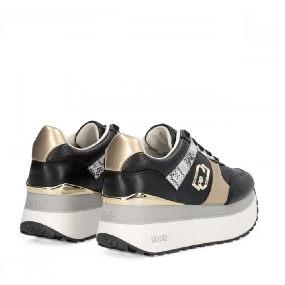 Sneakers Super Platform Donna LIU JO Maxi Wonder Plus 02 Bis in Pelle Traforata Nera
