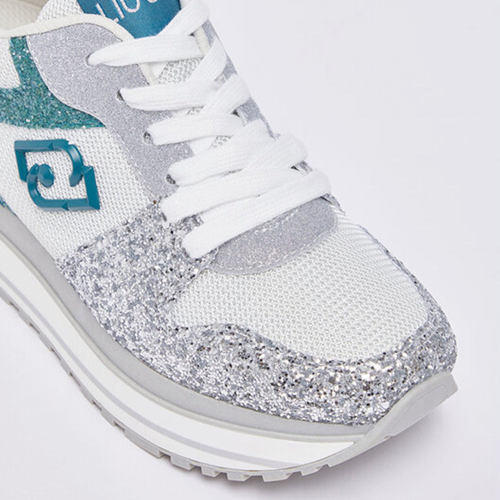 Sneakers Platform Donna LIU JO Maxi Wonder 98 in Glitter e Mesh Silver