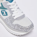 Sneakers Platform Donna LIU JO Maxi Wonder 98 in Glitter e Mesh Silver