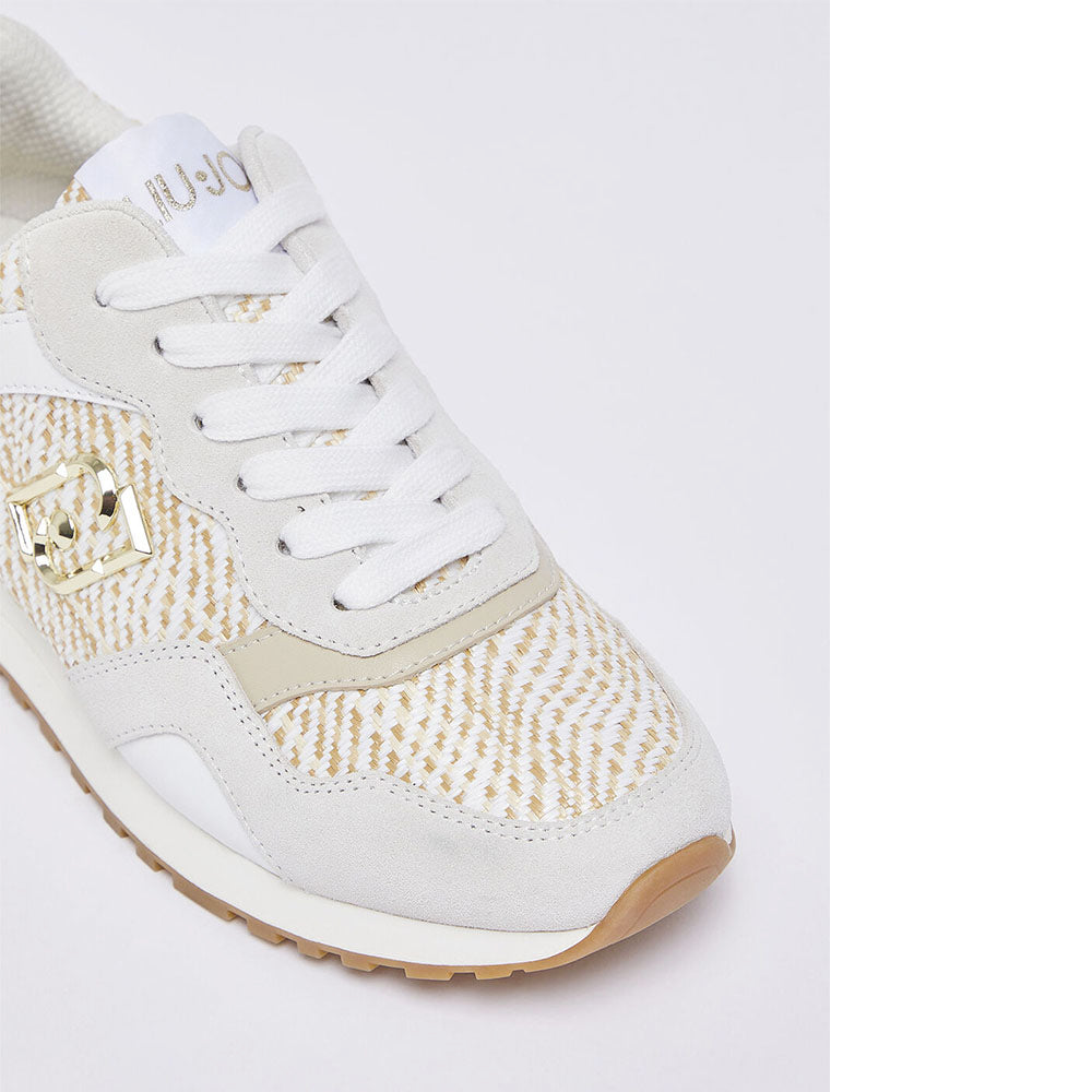 Sneakers Running LIU JO Maxi Wonder Low 02 in Suede Rafia e Pelle White Rope