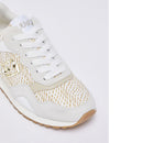 Sneakers Running LIU JO Maxi Wonder Low 02 in Suede Rafia e Pelle White Rope