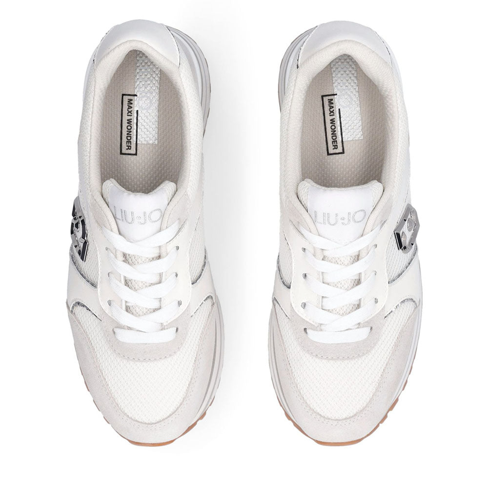 Sneakers Super Platform Donna LIU JO Maxi Wonder Plus 02 in Suede e Mesh Bianco