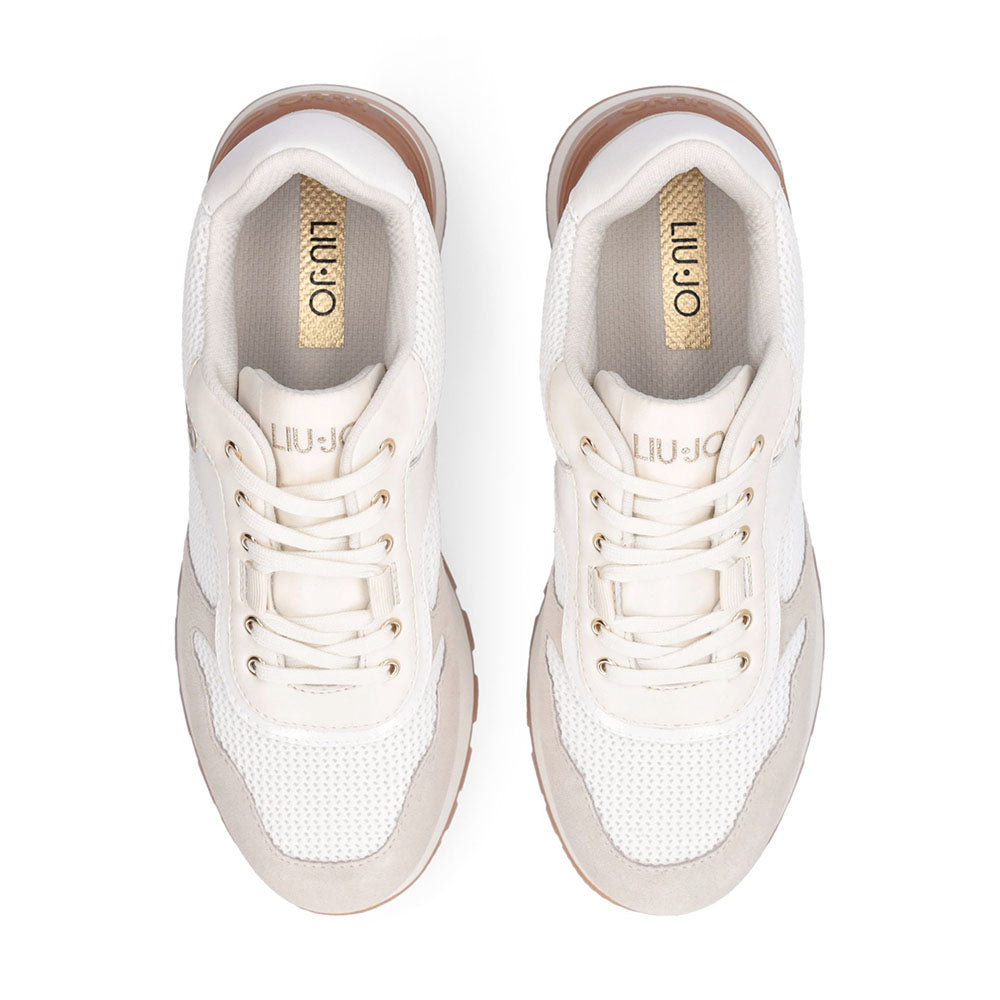 Sneakers Platform Donna LIU JO Amazing 38 in Suede e Mesh color Latte e Bianco