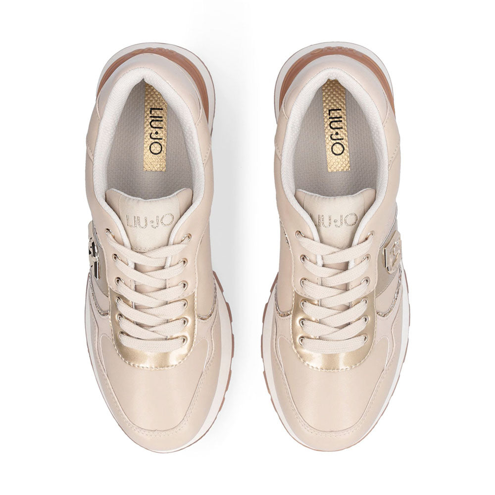 Sneakers Platform Donna LIU JO Amazing 43 in Pelle Beige con Dettaglio Glitter