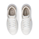 Sneakers Donna LIU JO Casper 01 in Pelle Bianca con Inserto Laminato Oro