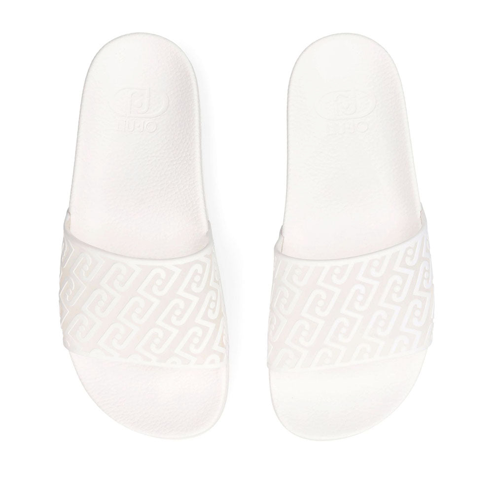 Ciabatte Donna LIU JO Kos 21 stampa Monogram in Gomma Bianca