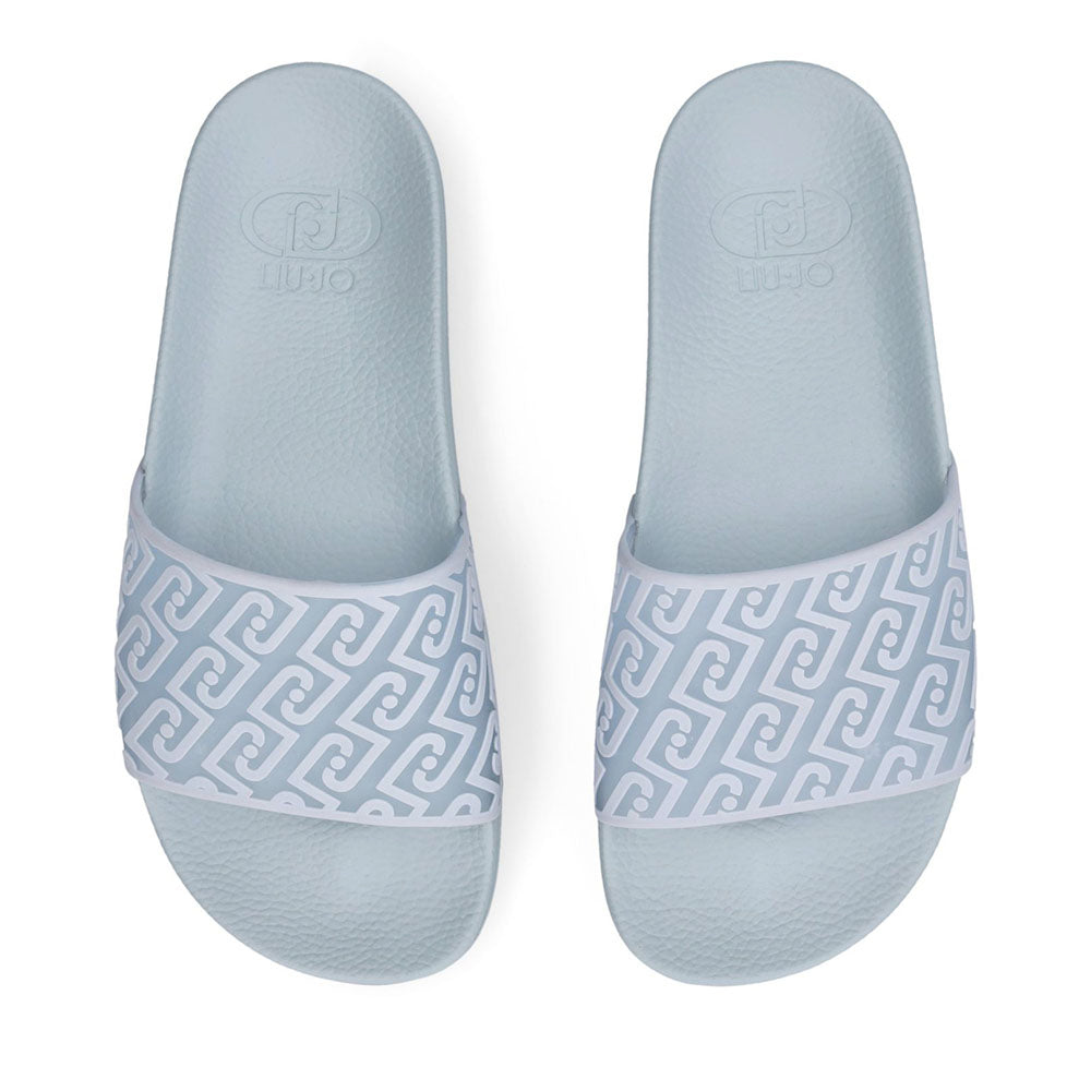Ciabatte Donna LIU JO Kos 21 stampa Monogram in Gomma Azzurra