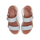 Sandali Platform Donna LIU JO Fiona 02 color Cuoio con Inserti Denim stampa Monogram