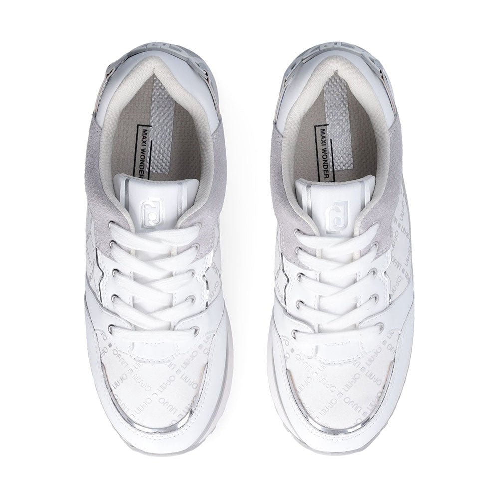 Sneakers Platform Donna LIU JO Maxi Wonder 91 in Pelle e Suede Bianco