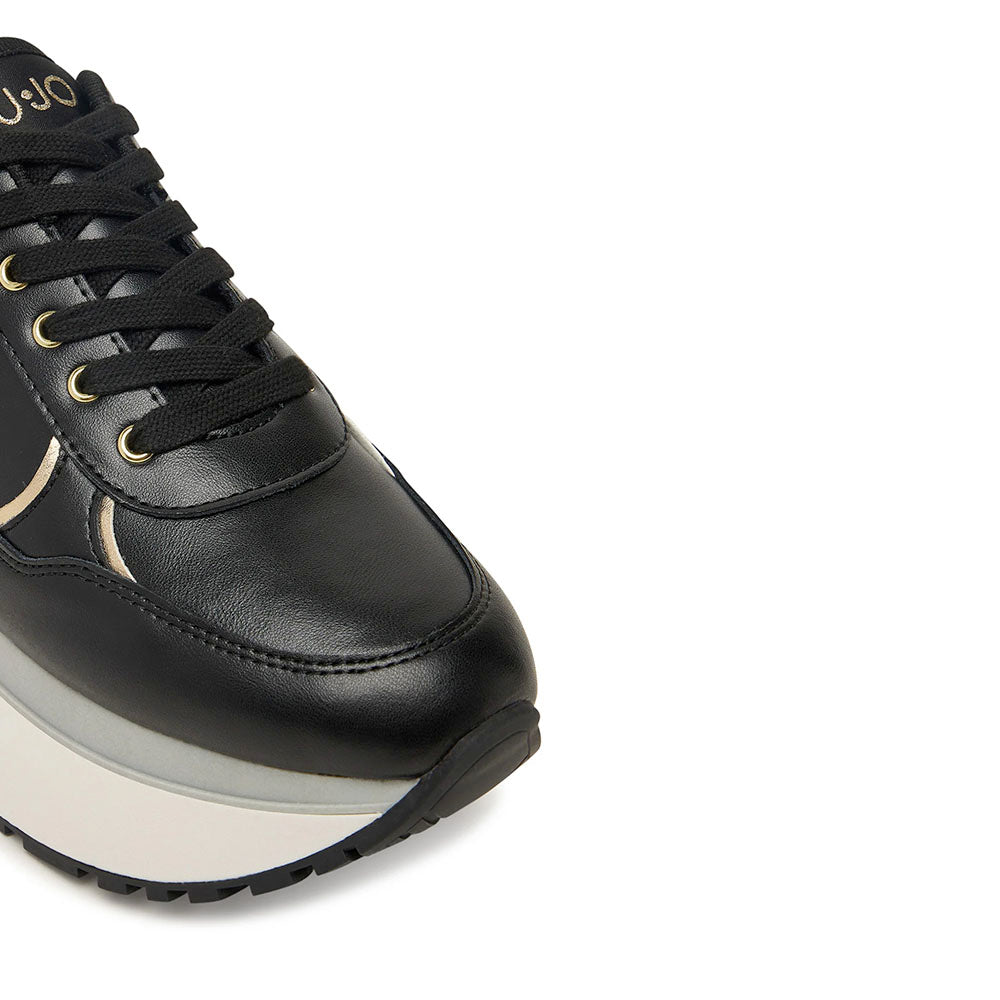 Sneakers Super Platform Donna LIU JO Maxi Wonder Plus 01 in Pelle Nera