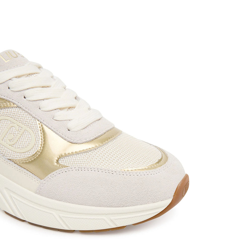 Sneakers Donna LIU JO LJ01 01 in Suede e Mesh Milk e Light Gold