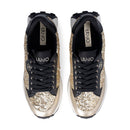 Sneakers Donna LIU JO Lolo 20 in Pelle Nera e Paillettes Oro